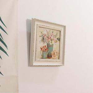 [마이모노샵][마이모노샵] 앤틱 벽장식 데코 화이트 정사각 플라워 꽃그림 액자 호텔 (17395487)
