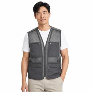 [파파브로] 남성 여름 메쉬 멀티수납 지퍼 베스트 HS-VES-WF1