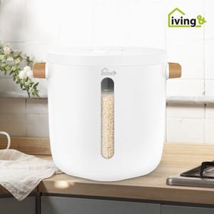 [리빙앤] 진공 쌀통 6kg 습기제거 충전식 LED 무선 벌레방지 밀폐형 잡곡통 주방 보관용기 용량표시