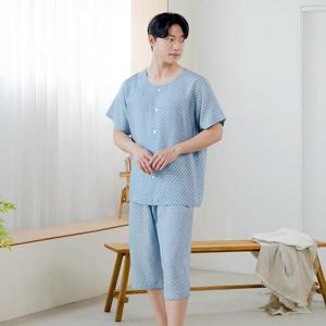 [토토와모모]남성 남자 잠옷 파자마 홈웨어 반팔 상하세트 M2004(풍기인견)