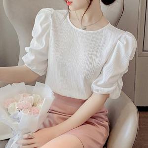 [패션시그널] 링클퍼프슬리브 라운드넥 블라우스 ACBA30