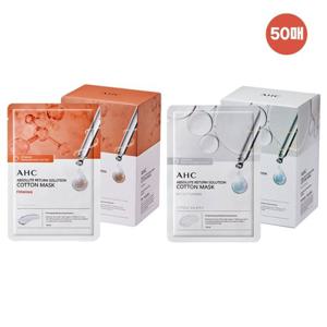 [홈쇼핑 최신상] AHC 순면 마스크 팩 앱솔루트 리턴 50매 퍼밍 25+브라이트닝25