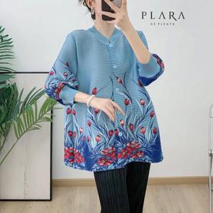 [플라라]플라라 (88까지)플리츠블루플라워블라우스