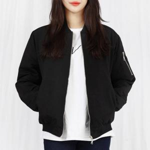 BLEO 여성 봄 가을 가운드 블랙 캐주얼 항공 점퍼 자켓