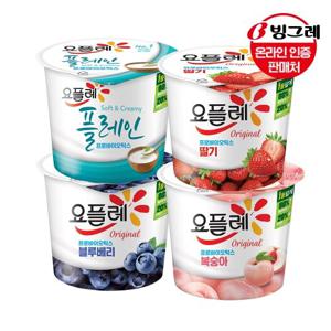 [빙그레] 요플레홈 4종 180g 12개 /딸기/복숭아/플레인/블루베리/요거트