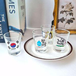 유니크 투명 유리 소주잔 1P 태극기 소주컵 기본 술잔 WFKB4BR