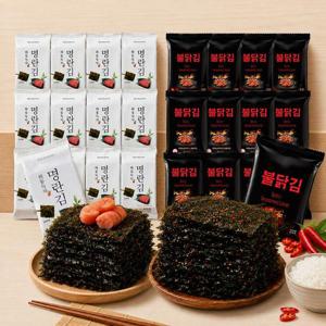 ★ 하동 녹차 명란김 12봉 + 매콤하게 맛있는 불닭김 식탁김 12봉(총 24봉)