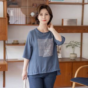엄마옷 마담4060 여름티셔츠LA사각반팔-QTE2404087-