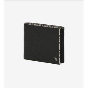 갤러리아_[헤지스ACC] HJWA5F291BK [CHESTER] 블랙 체크라인장식 소가죽 반지갑
