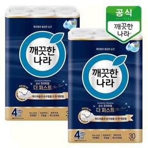 깨끗한나라 4겹 순수 프리미엄 더퍼스트 25m 30롤x2팩