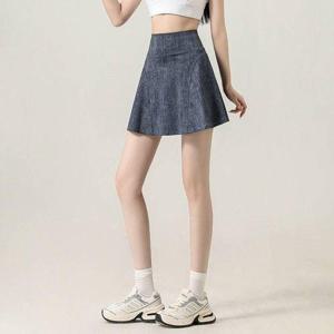 여름 데님 스커트 스포츠 치마 여성 하이웨스트 슬림 청치마 WFNZ0P9