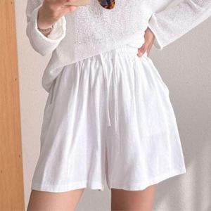 흰색 여름 와이드 루즈핏 편한 밴딩 바지 여성 슬랙스 하의