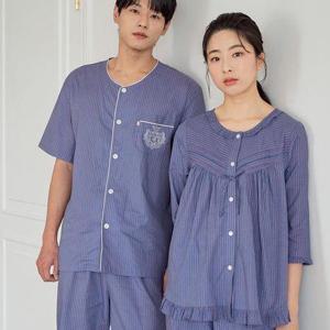 [메이플라워]진퍼플ST 순면 빅사이즈 커플 잠옷 파자마 세트 (택1)