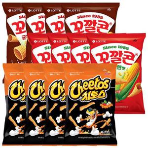 롯데 과자 3종 12봉 (꼬깔콘고소한맛4봉+꼬깔콘군옥수수맛4봉+치토스매콤달콤4봉)