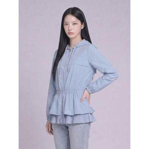 [샤트렌]블루 허리셔링 주름 레이어드 점퍼 HCCMJP208