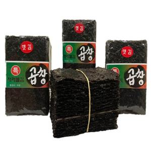 [명화씨푸드] 신안 특품 곱창김 무조미 곱창돌김 100장 400g내외