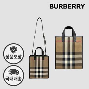 버버리 체크 토트백 80845521 크로스백 겸용 캔버스