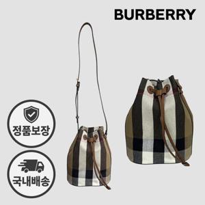 버버리 체크 캔버스 버킷백 80840451 토프브라운 크로스