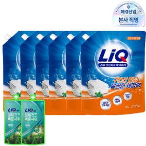 리큐 클린파워 일반드럼 겸용 세탁세제 2L, 6개 +리큐 실내건조 피톤샤워 300ml 증정, 2개