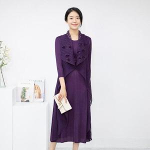 [모슬린]엄마옷 코사지 레이어드 플리츠 원피스 613FGH393 마담/중년여성/빅사이즈/50대/60대
