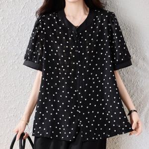 [블랙퀸] 디베트 도트 루즈핏 블라우스 blk003757