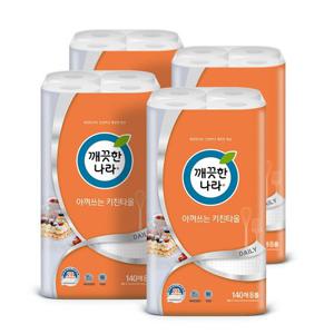 깨끗한나라 아껴쓰는 키친타올 140매 4+4롤 4팩