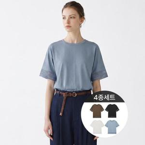레이스 배색 티블라우스 4종세트