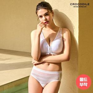 [크로커다일 이너웨어]프론트훅 에어리 컬렉션 브라+팬티 2종세트 아이보리