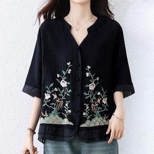 [퀸이즈][퀸이즈] [88까지]머츠 오리엔탈 자수 포인트 블라우스