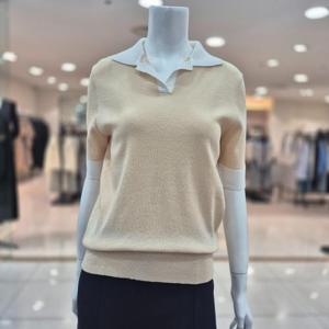 [데코]대일 카라배색 니트 티셔츠P1G22KPO200_DG