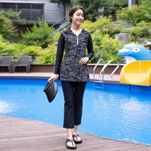 [모슬린]엄마옷 반오픈집업 래쉬가드수영복세트 206FGH295 마담/중년여성/빅사이즈/50대/60대