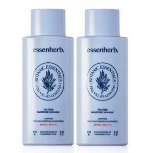 에센허브 티트리 모이스처 선밀크 SPF50+ PA++++ 100ml 2개 / 대용량 피부진정 선크림