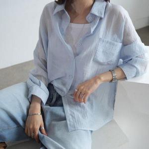 [하늘바라기]린치 시스루 크링클 셔츠