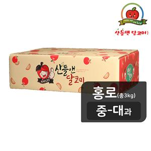 [홍로][중대과] 산들앤 달코미 세척사과 1 box, 3kg