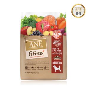 ANF 식스프리플러스 인도어 독 소고기&연어 1.6kg + ANF 캔 12개(G)