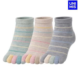 3켤레 유니미스 국산 여자 줄무늬 면100 발가락양말 단목