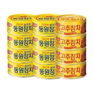 동원 라이트 스탠다드 150G 8캔 + 고추참치 150G 4캔