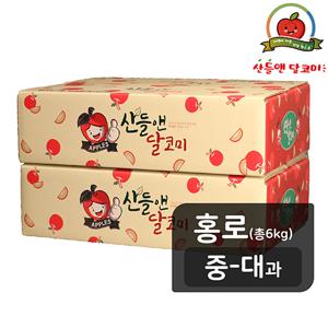 [홍로][중대과] 산들앤 달코미 세척 햇사과 2 box, 총 6kg