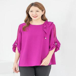 [모슬린]엄마옷 블라우스 7부 퍼프 라운드 603FGH173 마담/중년여성/빅사이즈/50대/60대