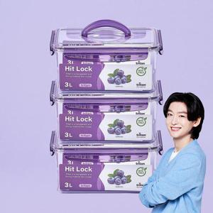 에코센스 히트락 올트라이탄 밀폐용기 대형 핸들형 직사각 3000ml, 3개