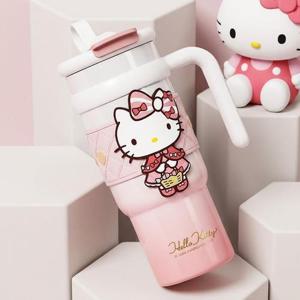 [덕플러스]헬로키티 화이트핑크 대용량 투톤 물병 텀블러 900ml (49917168)