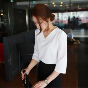 여자블라우스 여성 브이넥블라우스 봄가을 셔츠 정장블라우스 3컬러