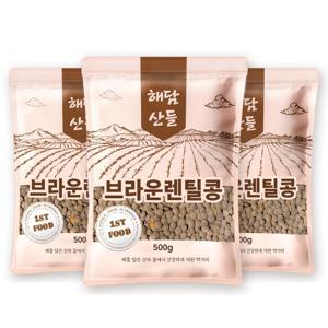 브라운 렌틸콩 500g x 3봉 l 렌즈콩 저속노화 잡곡 l 지퍼팩 소포장