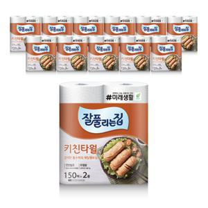 잘풀리는집 키친타월 150매2롤 12팩(총 24롤)