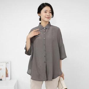 [모슬린]엄마옷 인견루즈핏 오픈카라 블라우스 614FGH810 마담/중년여성/빅사이즈/50대/60대