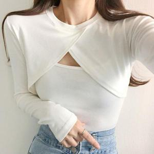 [드레스날다]남심올킬 베이직 슬림 크롭 끈나시 볼레로 세트