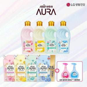 [아우라][무료배송] [아우라] 샤프란 아우라 섬유유연제(1Lx4개)+리필(1.7Lx4개)+탈취제900ml.