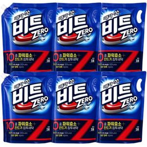 비트 ZERO 일반용 액체 세탁세제 리필 2Lx6개 진드기 침투세탁 10중 파워효소