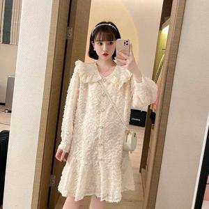 [디애이치]렐레 범비 러플리 버튼 원피스 루즈 임산부복