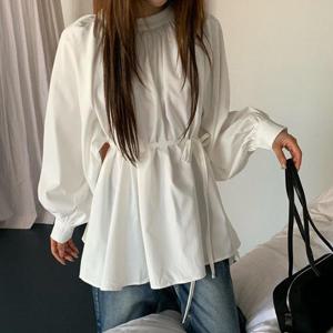 [다잇템]여자 빅사이즈 박스 벌룬 리본 블라우스